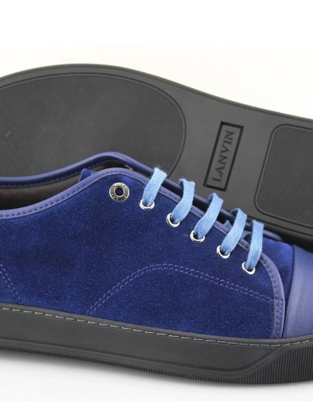Lanvin Men's DBB1 Signature Blue Suede & Leather Sneakers - UK 12 (men’s 13)